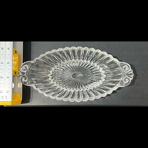 Vintage ribbed oval relish or banana split dish
